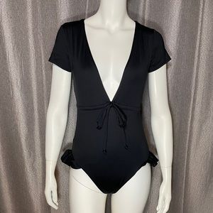 Avec Les Filles Black Sexy One Piece Swimsuit